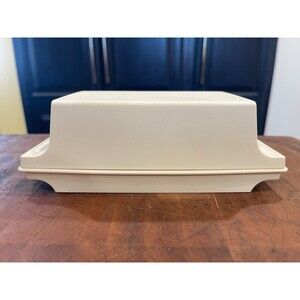 Vintage 7-1/4" Almond Beige Tupperware 2 Stick Butter Dish #1512 w/ Lid #1511